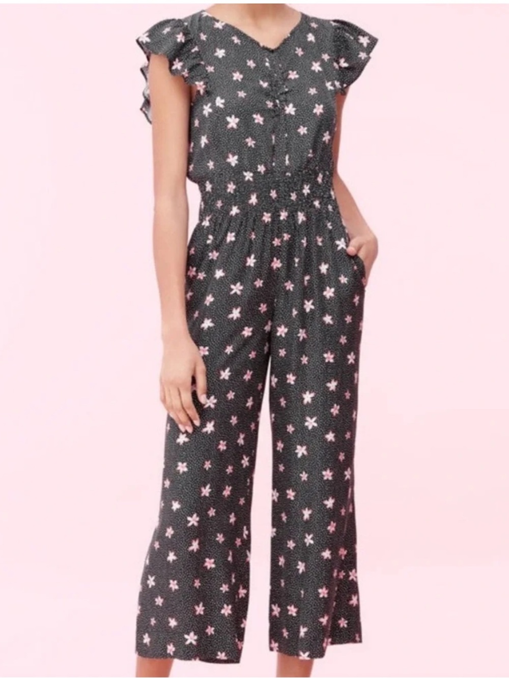 Rebecca Taylor Maui Fleur Dot Jacquard Jumpsuit